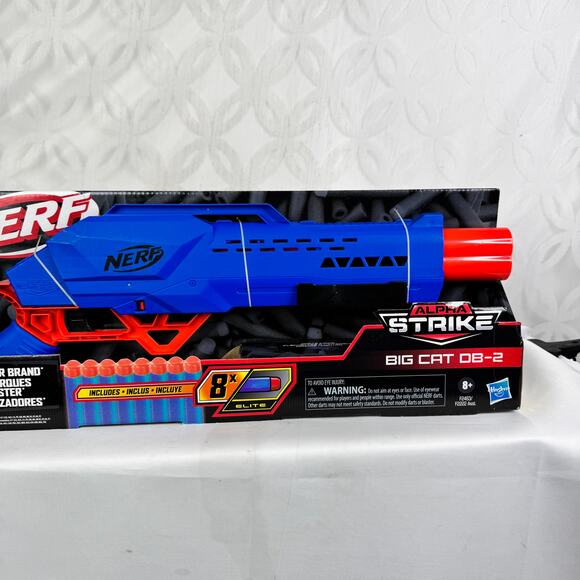 Nerf Alpha Strike Big Cat DB-2 Blaster 8X Elite Darts Hasbro - Picture 3 of 9